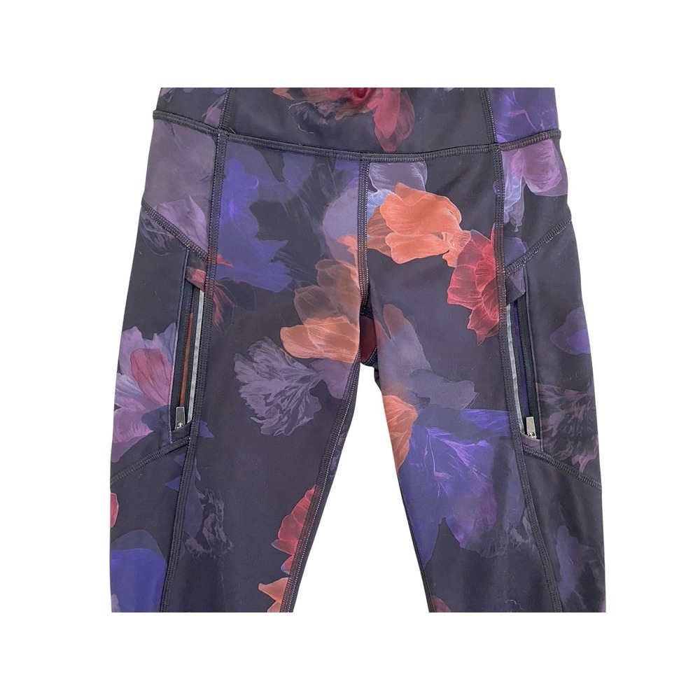 Lot of 2 Athleta Leggings XXS & XXSP Floral Purple & Multicolor Striped - Picture 7 of 11